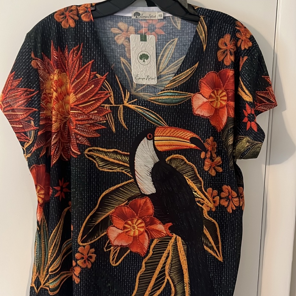 Tropical Black and Orange Short Sleeve Tee